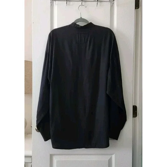 HAUPT Men's Shirt Button Up Long Sleeve Rayon Cotton Black Size L (42) - Picture 3 of 9